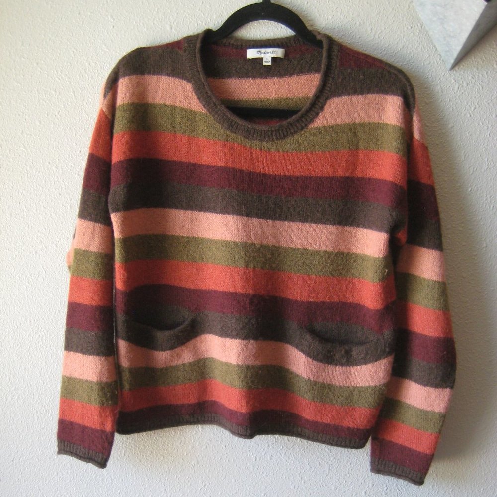 Madewell Chelsea Pocket Pullover Sweater in Multi-Stripe Size S - Picture 6 of 11